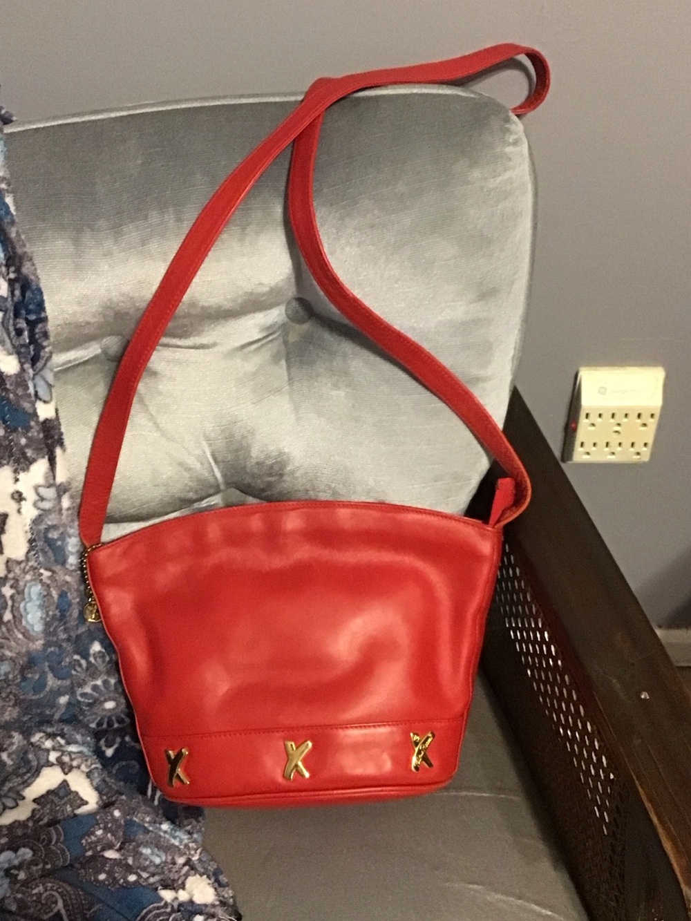 Vintage Paloma Picasso Red Leather with Gold X Accents